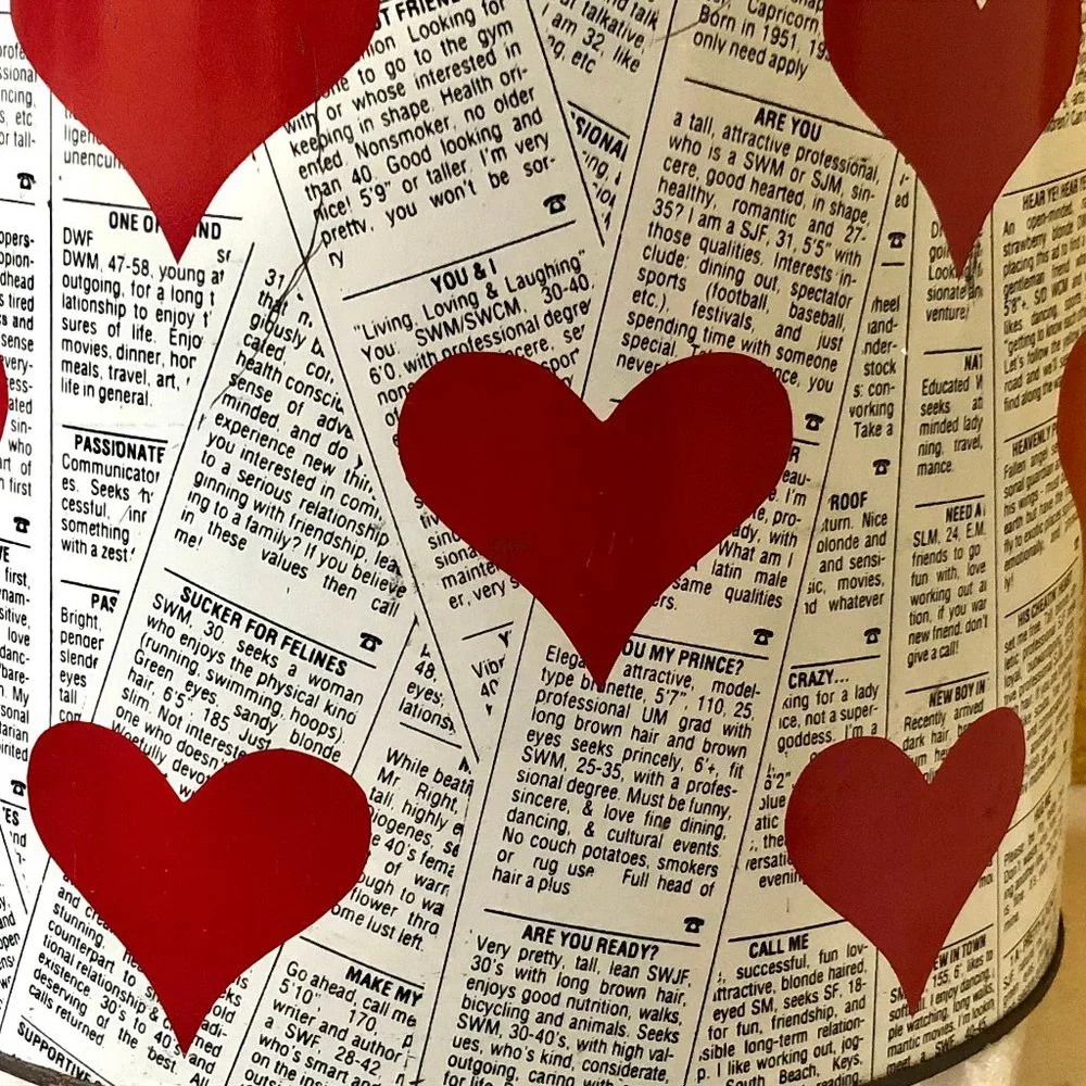 Vintage Metal Tin Can Hearts Looking For Love Ads Valentine's Day 11